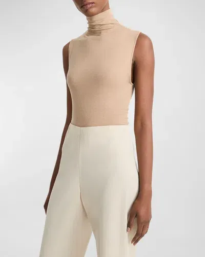 Vince Sleeveless Turtleneck Top In H Cashew