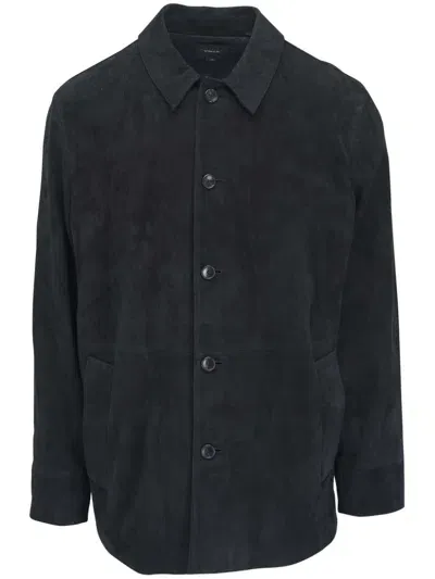 Vince Suede Shirt Jacket In Black