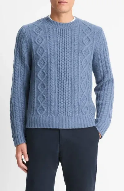 Vince Aran Cable Knit Crewneck Sweater In Light Beluga