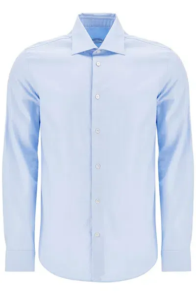 Vincenzo Di Ruggiero Camicia Slim Fit In Twill In Blue