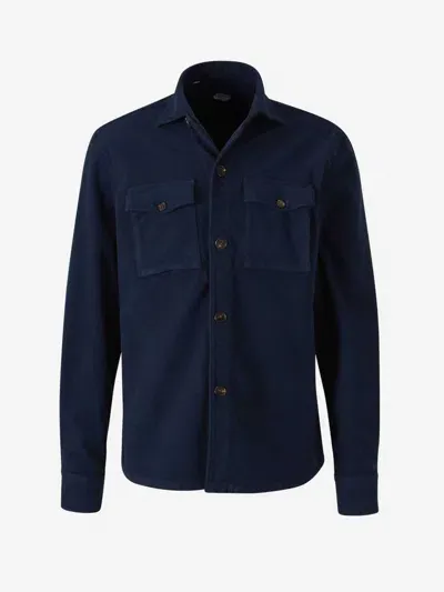 Vincenzo Di Ruggiero Cotton Pockets Overshirt In Cotton Blend Twill