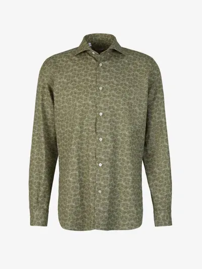 Vincenzo Di Ruggiero Printed Cotton Shirt In Dark Green