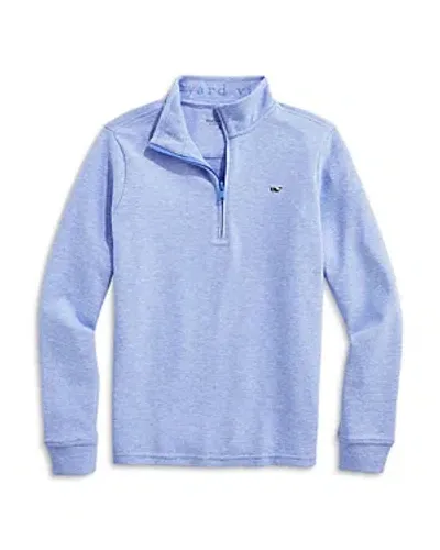 Vineyard Vines Boys' Saltwater Stripe Quarter Zip Mock Neck Sweatshirt - Little Kid, Big Kid In Jake Blue