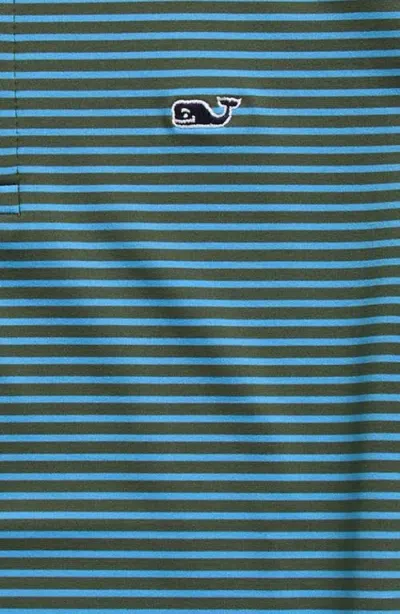 Vineyard Vines Kids' Bradley Stripe Stretch Polo In Cypress/atlas Blue