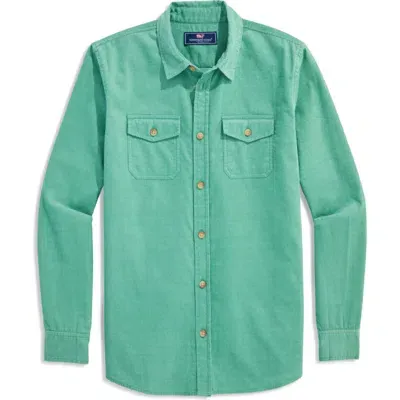 Vineyard Vines Kids' Cotton Corduroy Button-up Shirt In Sage