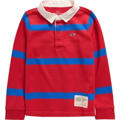 Vineyard Vines Kids' Cotton Rugby Shirt In Crab Shell Stripe