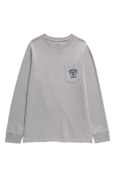 Vineyard Vines Kids' Football Whale Long Sleeve Pocket Graphic T-shirt In Ultimate Gray