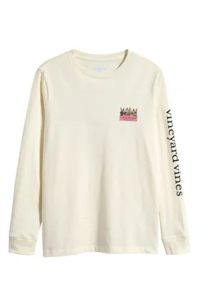 Vineyard Vines Kids' Holiday Rein-dogs Long Sleeve Cotton Graphic T-shirt In Marshmallow