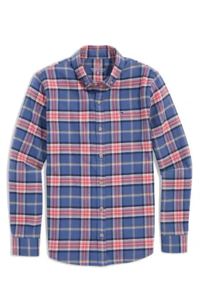 Vineyard Vines Kids' Plaid Cotton Flannel Button-down Shirt In Moonshine Plaid