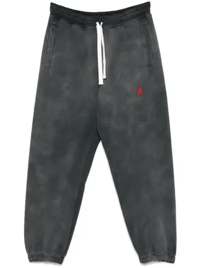 Vision Of Super Red-flame Printed-logo Track Pants In Grey