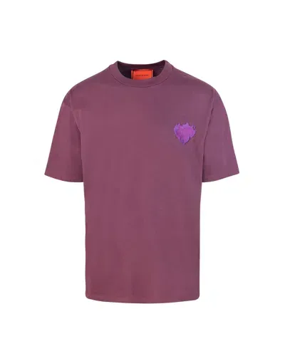 Vision Of Super T-shirt Viola Con Cuore Ricamato In Grapewine