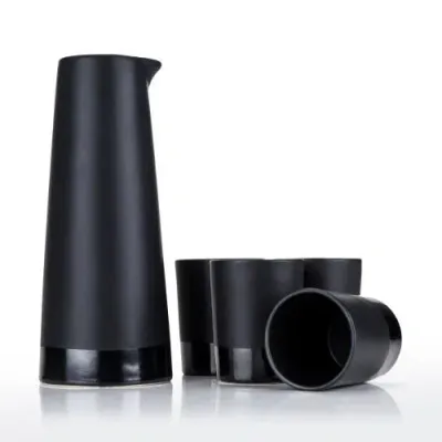 Viski 5-piece Stoneware Sake Set In Black