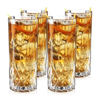 Viski Admiral Crystal Highball Glasses Set Of 4 In Clear