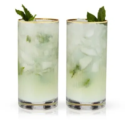 Viski Meridian Crystal Highball Glasses Set Of 2 In Clear