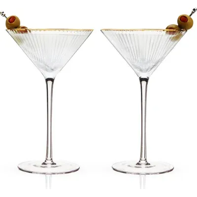 Viski Meridian Crystal Martini Glasses Set Of 2 In Clear