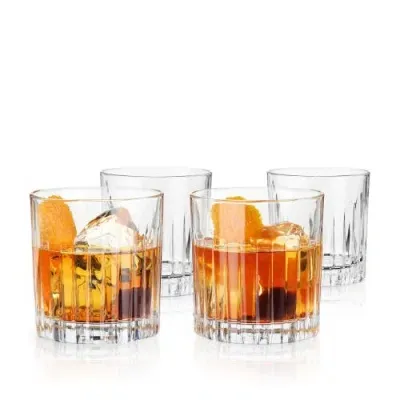 Viski Reserve Milo Crystal Rocks Glasses Set Of 4 In Clear