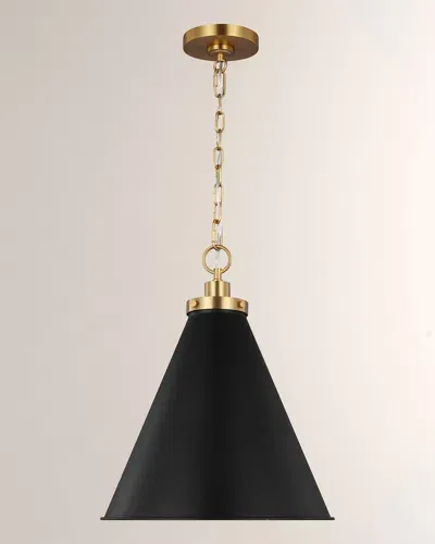 Visual Comfort Studio Wellfleet Medium Cone Pendant By Chapman & Myers In Midnight Black And Burnished Brass