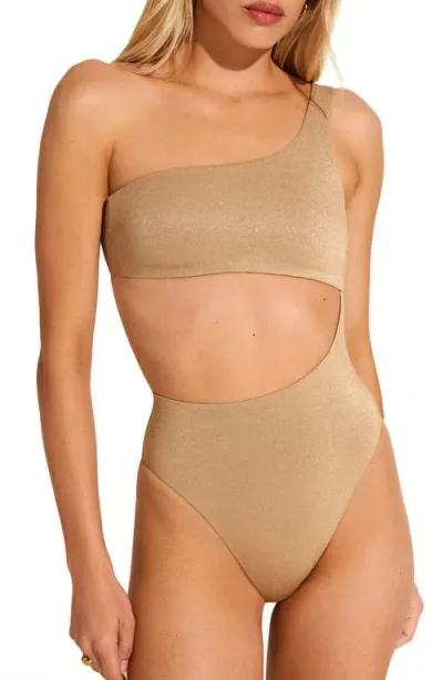 Vitamin A ® Aden Cutout One-shoulder One-piece Swimsuit In Golden Glow