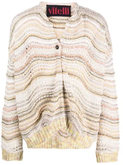 Vitelli V-neck Knitted-construction Cardigan In Neutrals