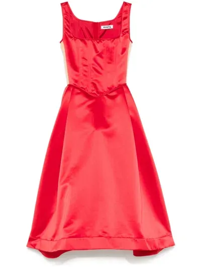 Vivetta Bustier Duchess-satin Midi Dress In Red