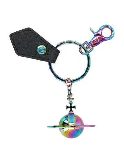 Vivienne Westwood 3d Orb Iridescent Keyring In Multi