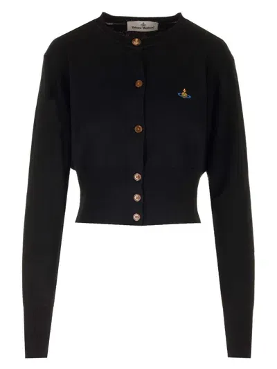 Vivienne Westwood Bea Cotton & Cashmere Knit Crop Cardigan In Black