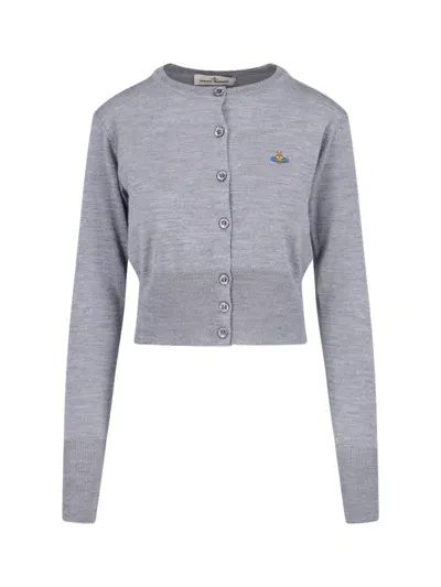 Vivienne Westwood Bea Logo Crop Cardigan In Grey