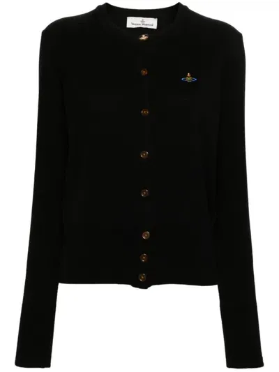 Vivienne Westwood Bea Ribbed-knit Cardigan In Black