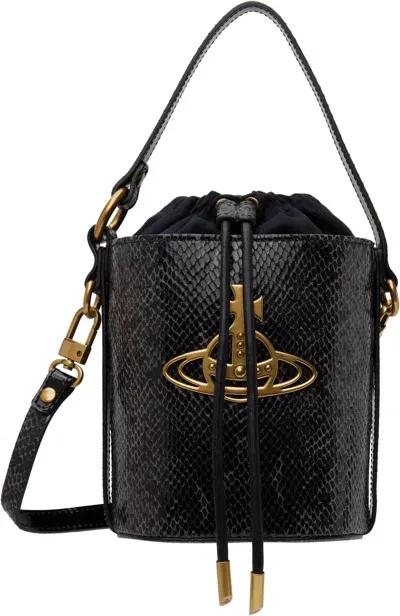 Vivienne Westwood Black Daisy Drawstring Bucket Bag In Aw24-n203