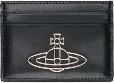 Vivienne Westwood Black Flat Silky Leather Card Holder In Aw24-n401