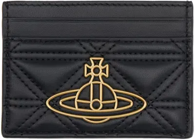 Vivienne Westwood Black Quilted Card Holder In Aw24-n403