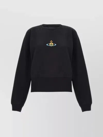 Vivienne Westwood Crew Neck Sweatshirt Ribbed Cuffs In Black