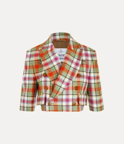 Vivienne Westwood Cut Off Jacket Wool Tartan 46 Women In Multicoloured