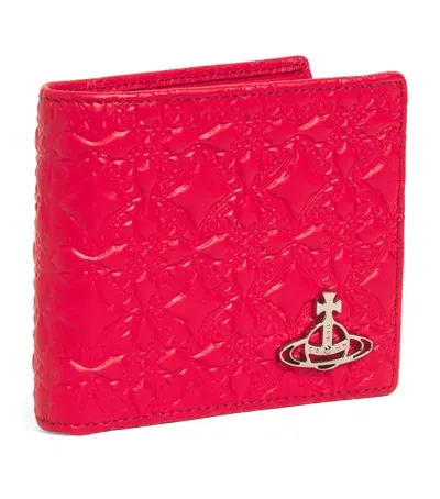 Vivienne Westwood Embossed Leather Orb Wallet In Red