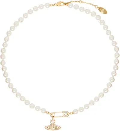 Vivienne Westwood Gold & White Lucrece Pearl Necklace In G253 Gold Light Crea