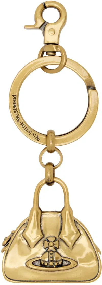 Vivienne Westwood Gold Yasmine Charm Keychain In Brass