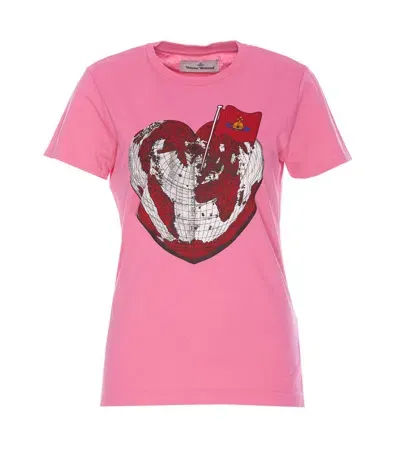 Vivienne Westwood Heart World Crewneck T In Pink