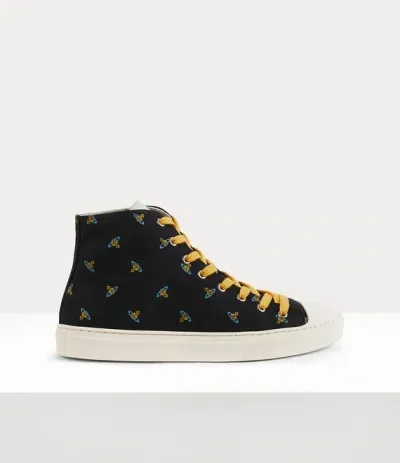 Vivienne Westwood High Top Canvas Plimsoll Cotton Canvas Black-baby-orbs 8-41 Women