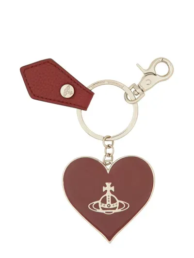 Vivienne Westwood Keychain Mirror Heart Orb In Red