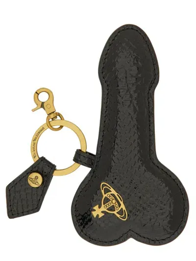 Vivienne Westwood Leather Keychain In Black