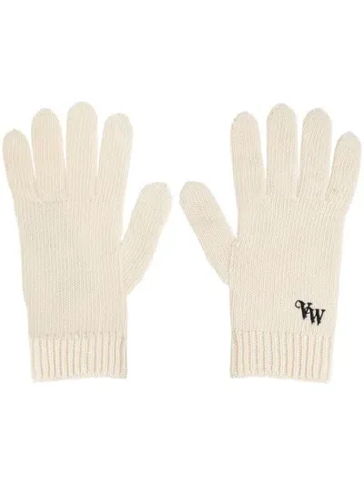 Vivienne Westwood Logo-embroidered Cashmere Gloves In White