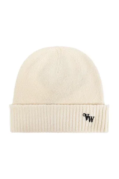 Vivienne Westwood Logo Embroidered Knitted Beanie In Beige