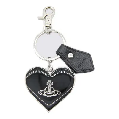 Vivienne Westwood Logo Engraved Keychain In Black