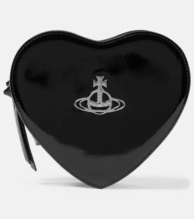 Vivienne Westwood Louise Heart Leather Crossbody Bag In N403 Black