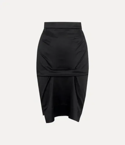 Vivienne Westwood Midi Pleated Skirt Stretch Satin Black 42 Women