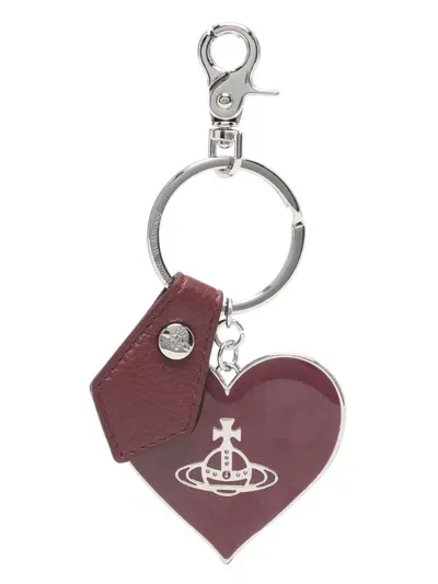 Vivienne Westwood Mirror Heart Orb Keyring In Red