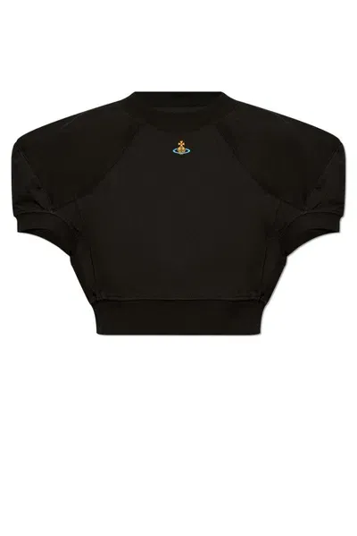 Vivienne Westwood Orb Embroidered Cropped  T In Black