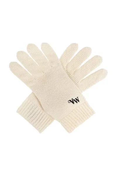 Vivienne Westwood Orb Embroidered Gloves In Beige