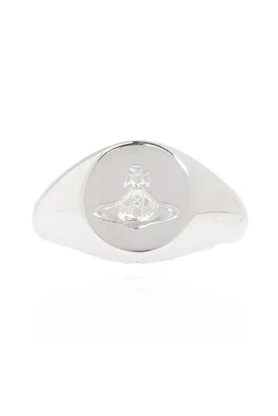 Vivienne Westwood Orb Engraved Ring In Silver