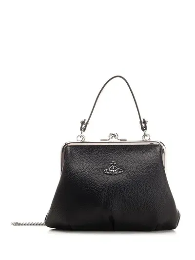 Vivienne Westwood Granny Frame Black Leather Purse In Bke